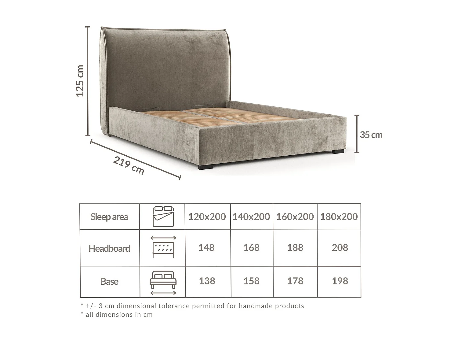 Polsterbett Splash - 180 x 200 cm - Chenille-Stoff - braun