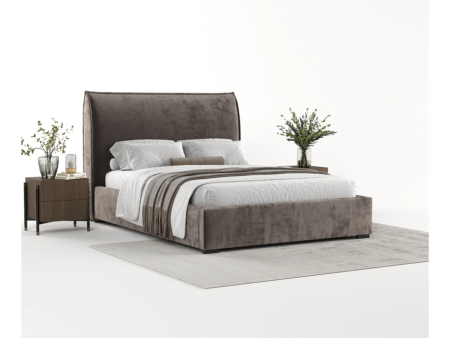 Polsterbett Splash - 180 x 200 cm - Chenille-Stoff - braun