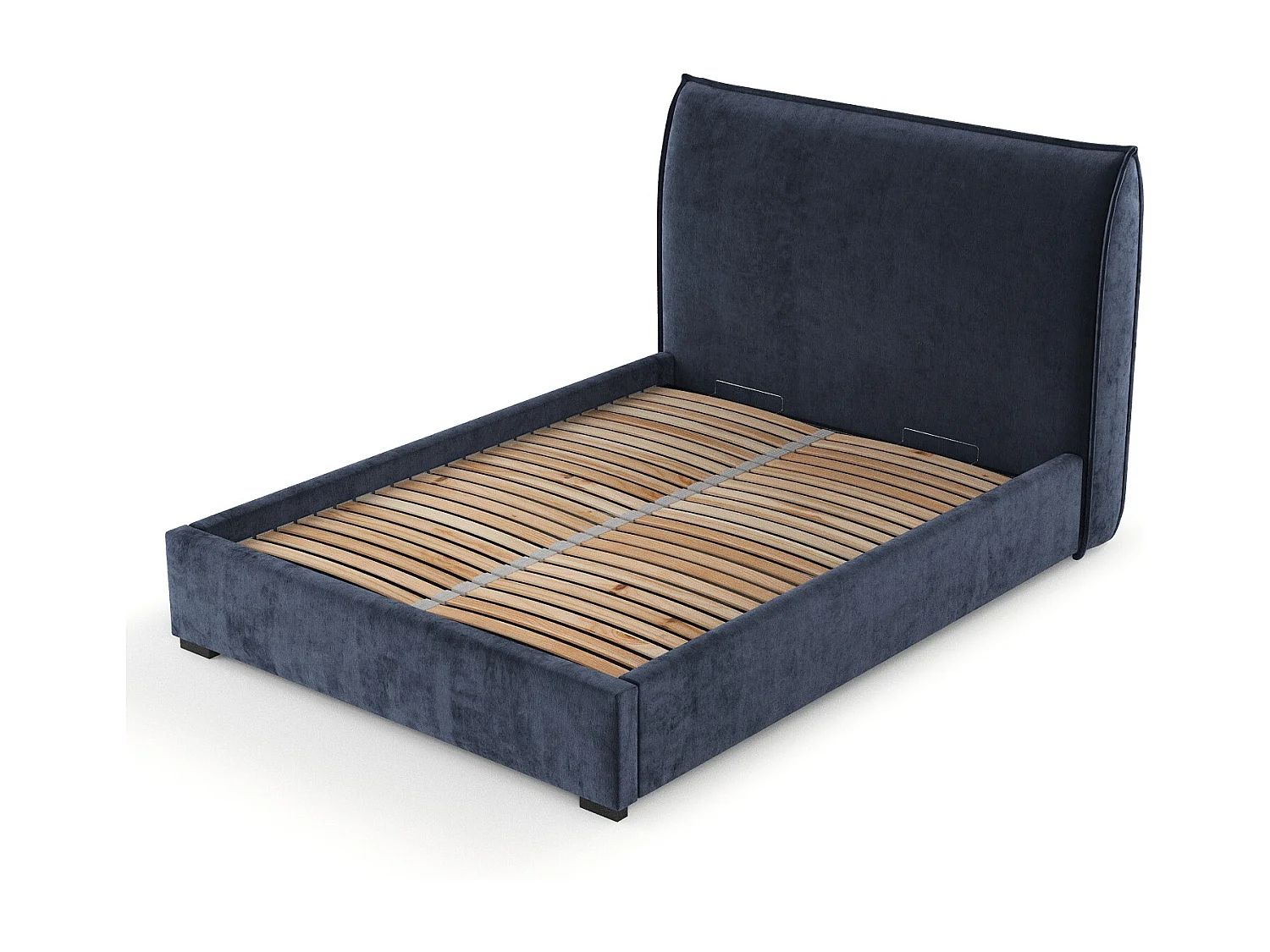 Lit coffre Splash - 160 x 200 cm - chenille - bleu marine