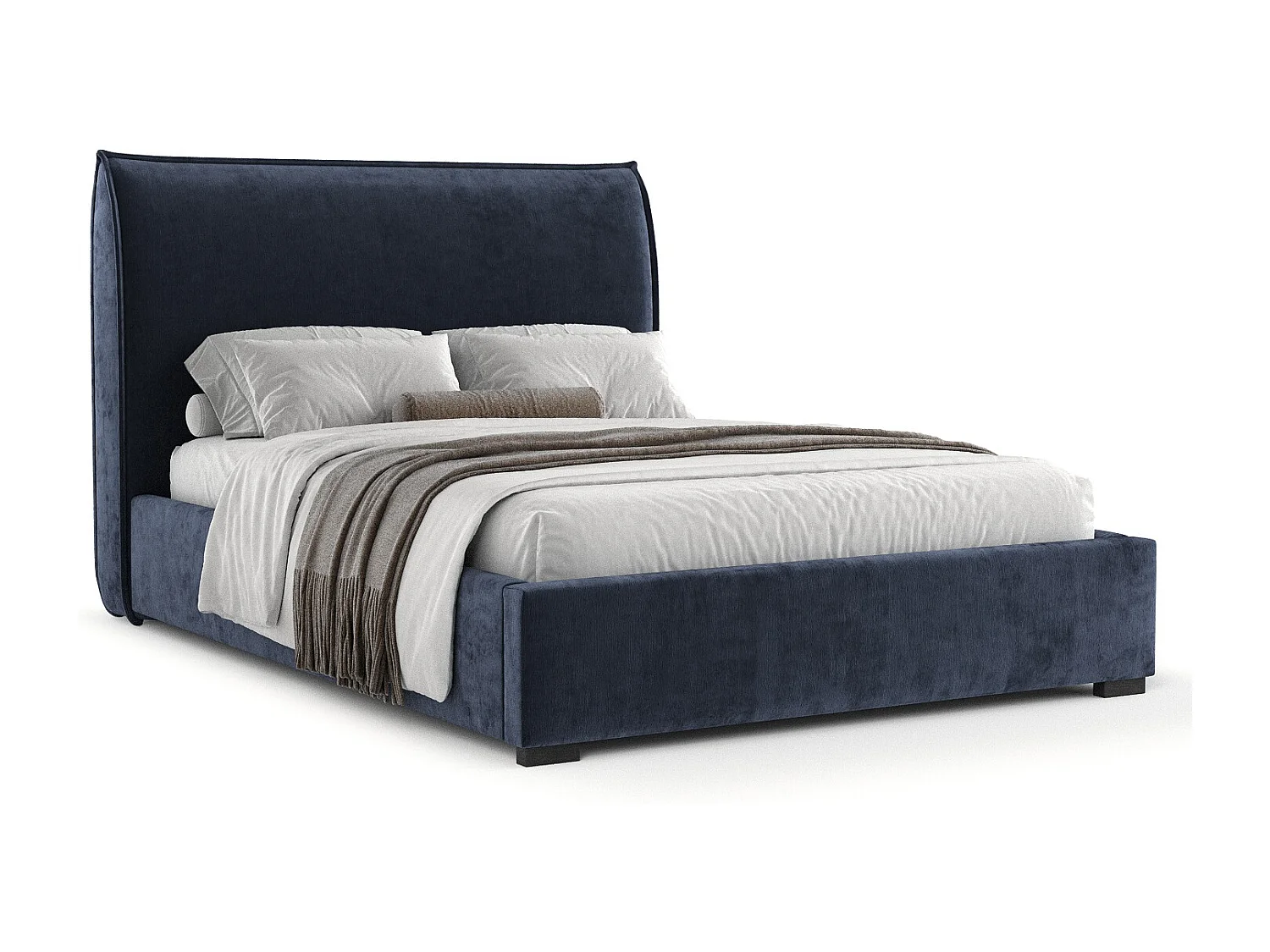 Polsterbett Splash - 160 x 200 cm - Chenille-Stoff - marineblau