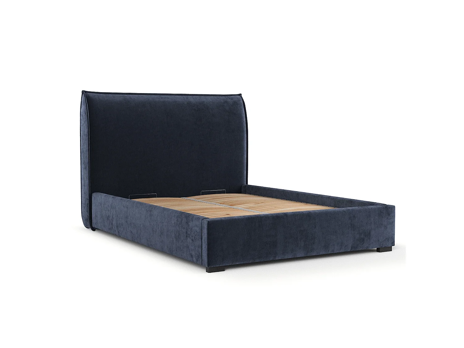 Lit coffre Splash - 160 x 200 cm - chenille - bleu marine