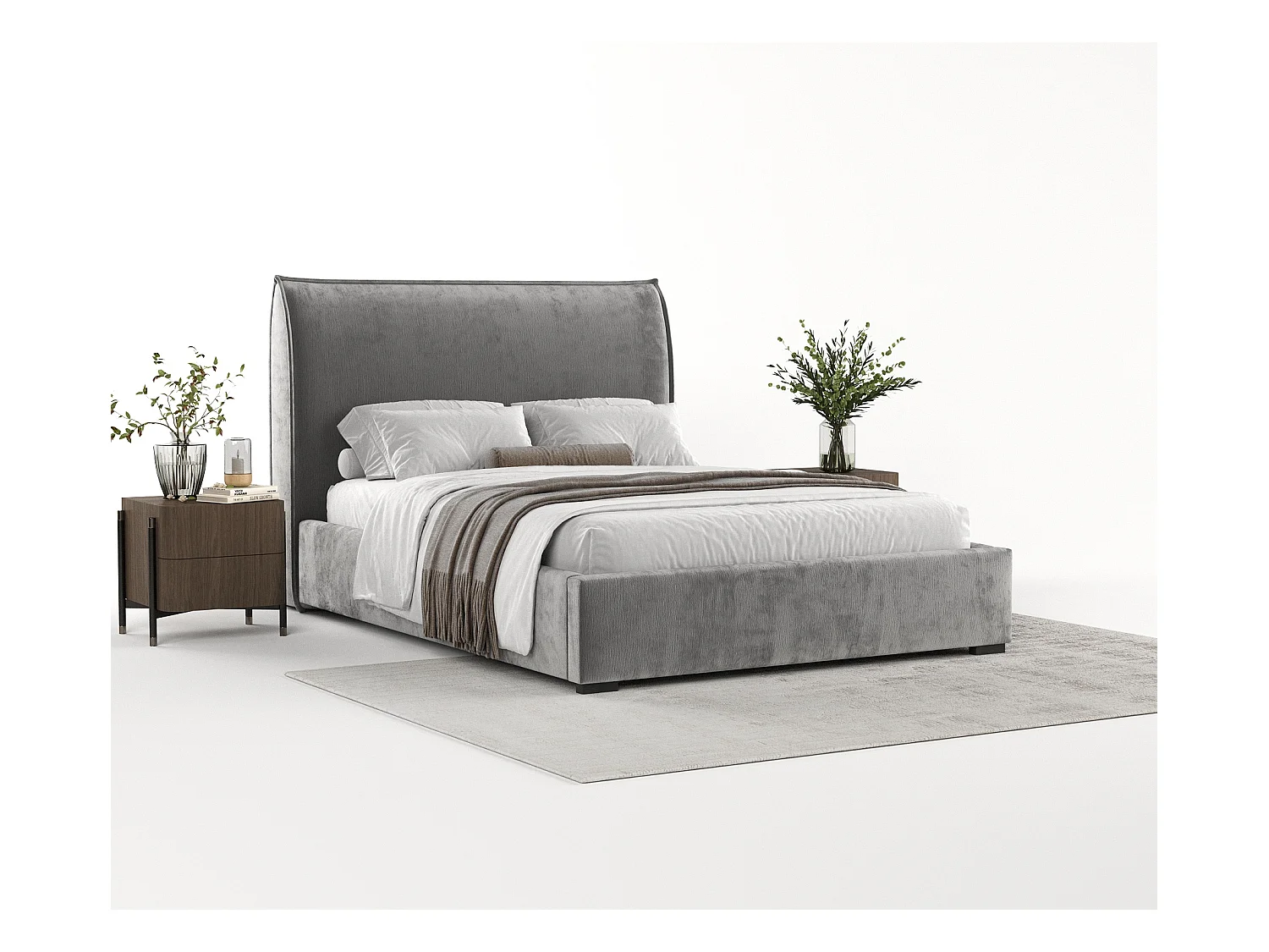 Lit coffre Splash - 180 x 200 cm - chenille - gris