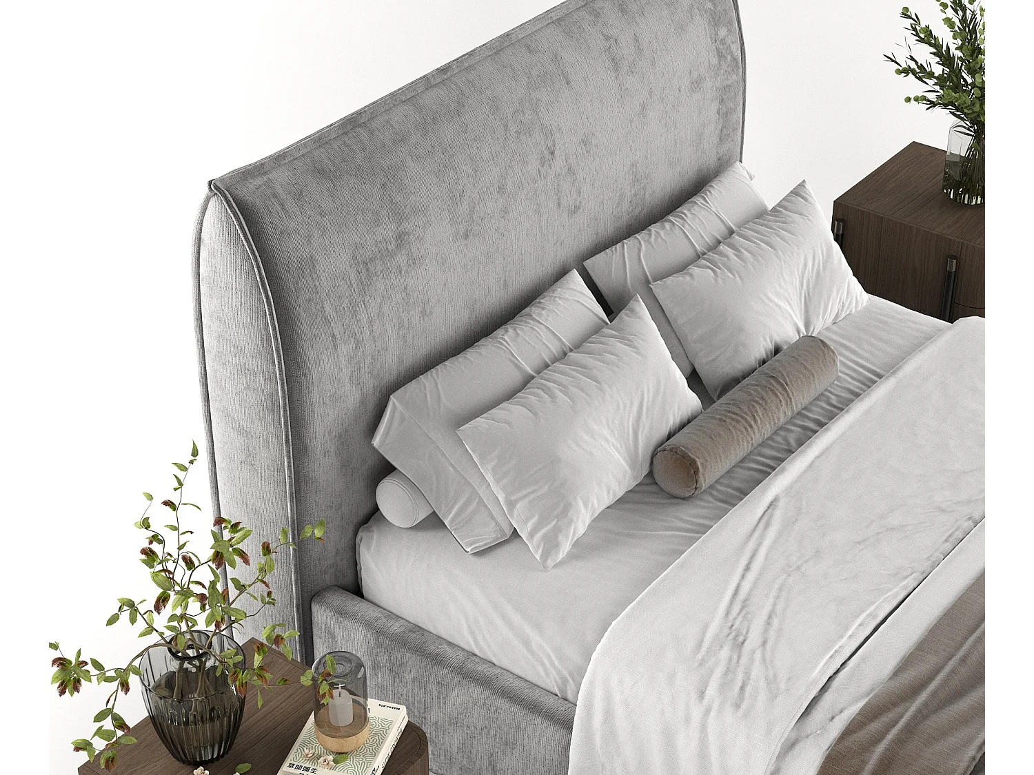 Lit coffre Splash - 180 x 200 cm - chenille - gris