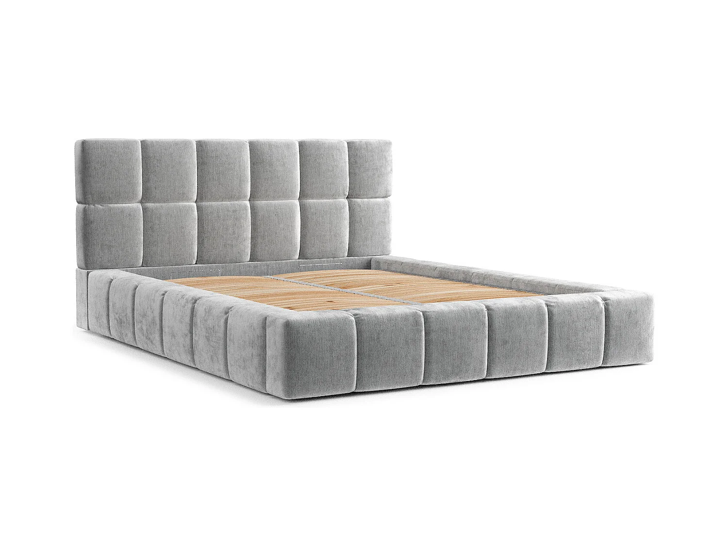 Polsterbett Kendal Dos - 200 x 200 cm - Chenille-Stoff - hellgrau