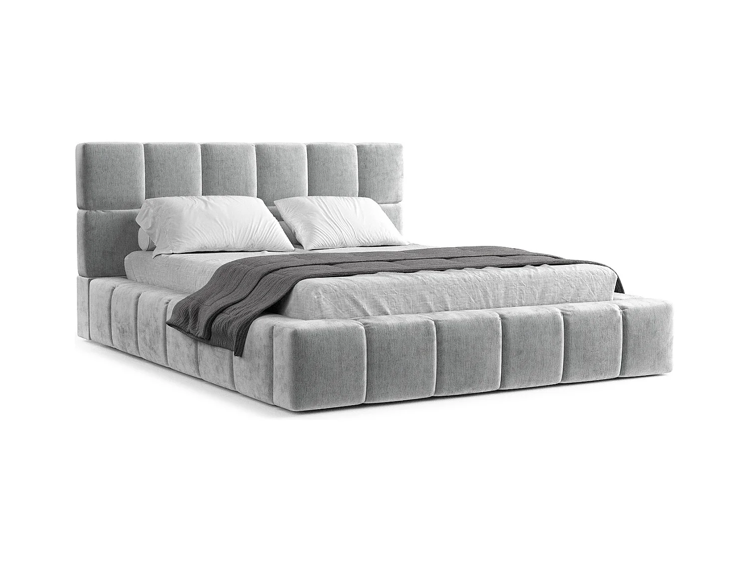 Polsterbett Kendal Dos - 200 x 200 cm - Chenille-Stoff - hellgrau