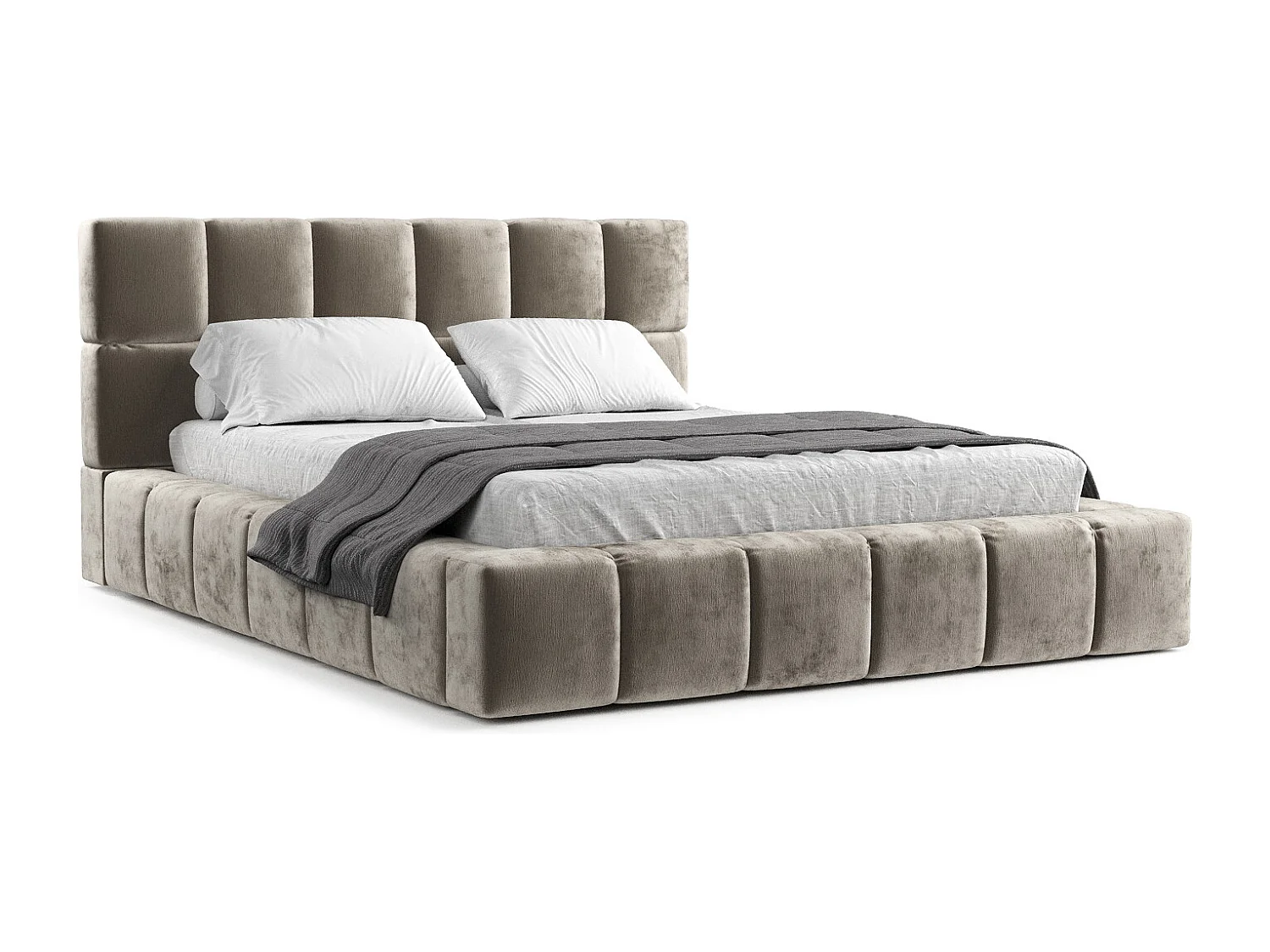 Polsterbett Kendal Dos - 160 x 200 cm - Chenille-Stoff - beige