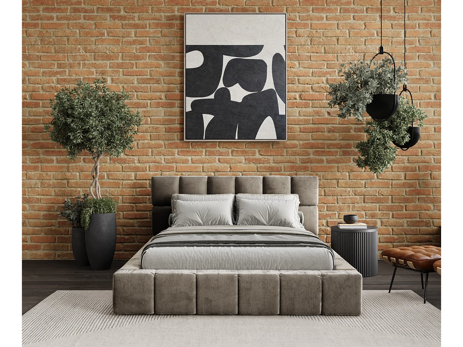 Polsterbett Kendal Dos - 160 x 200 cm - Chenille-Stoff - beige