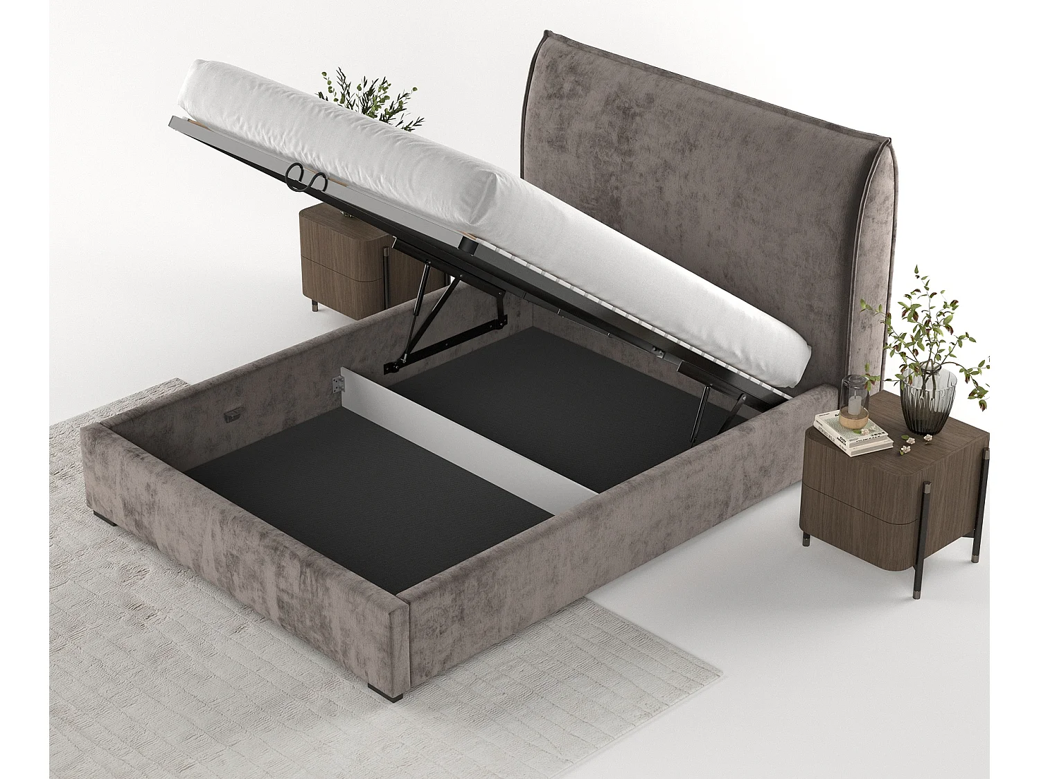 Polsterbett Splash - 120 x 200 cm - Chenille-Stoff - braun