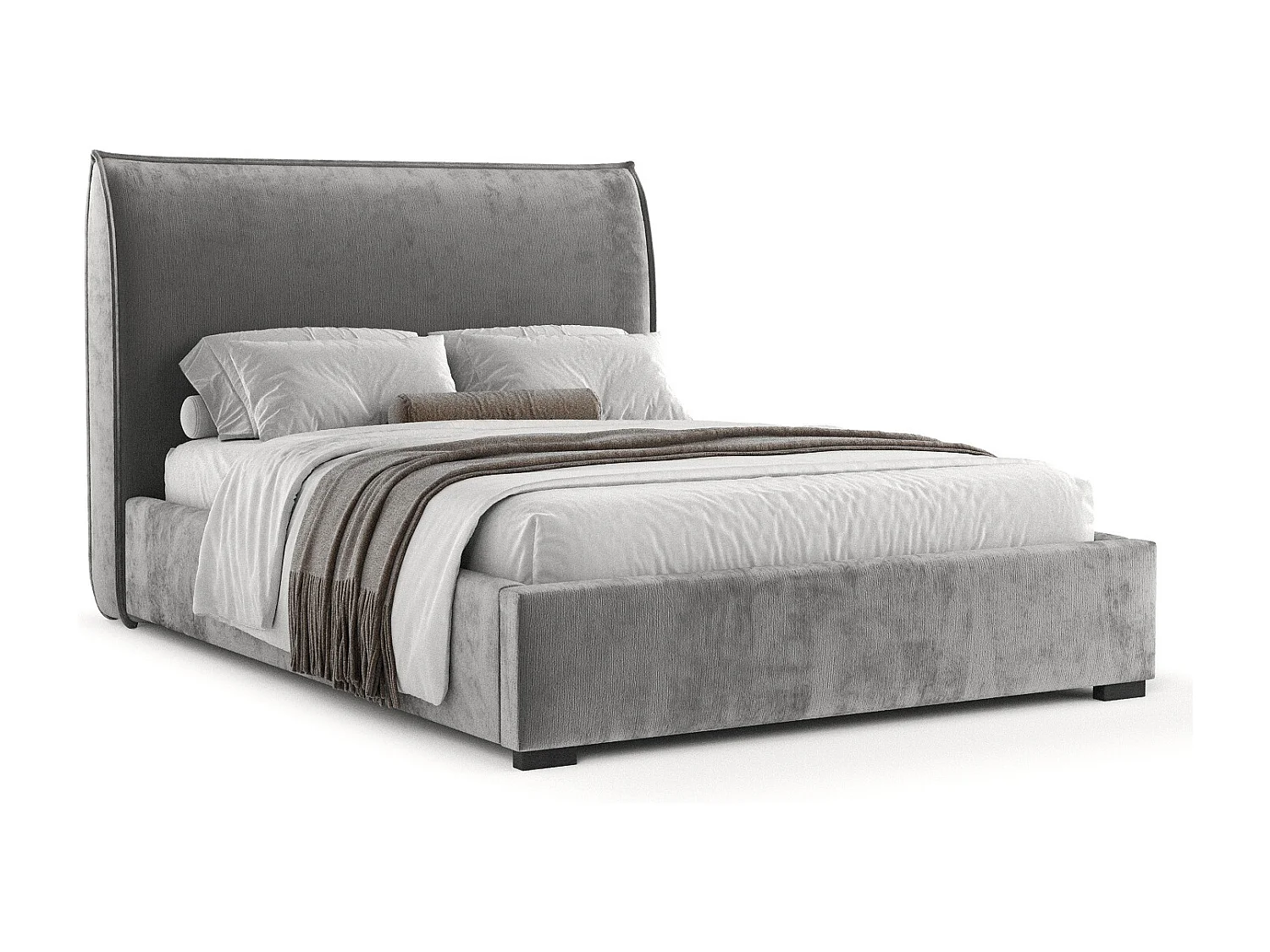 Polsterbett Splash - 160 x 200 cm - Chenille-Stoff - grau