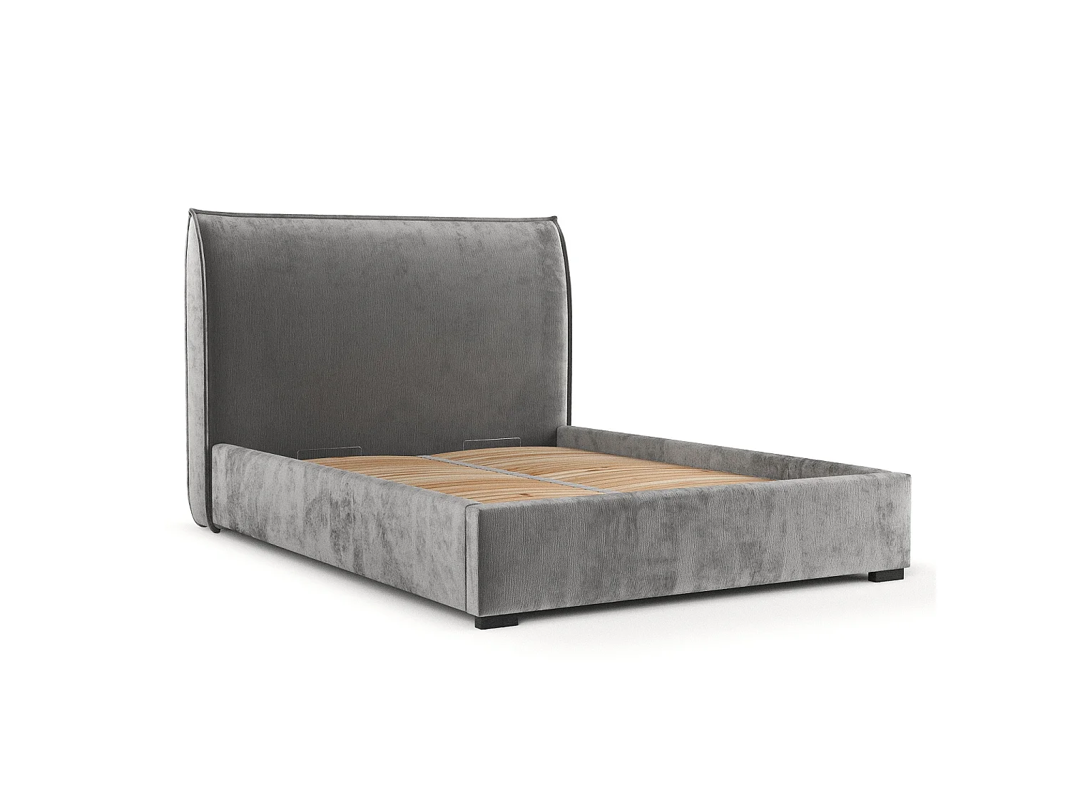 Lit coffre Splash - 160 x 200 cm - chenille - gris