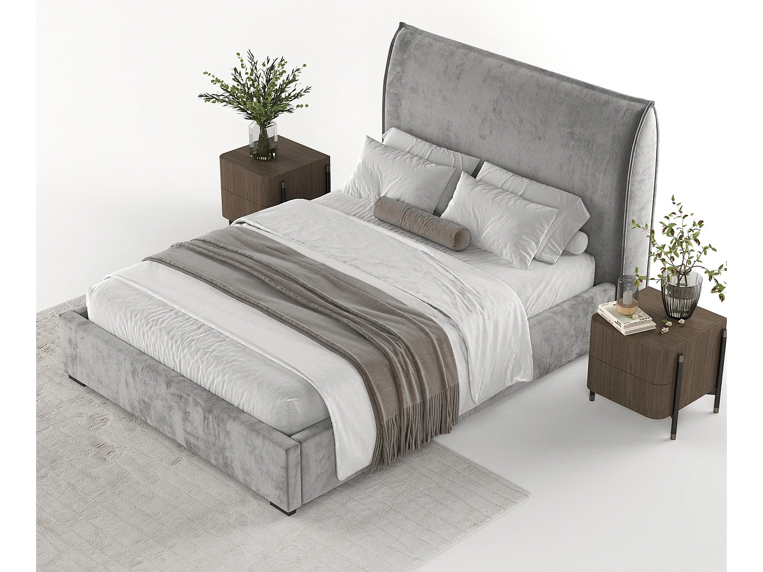 Lit coffre Splash - 160 x 200 cm - chenille - gris