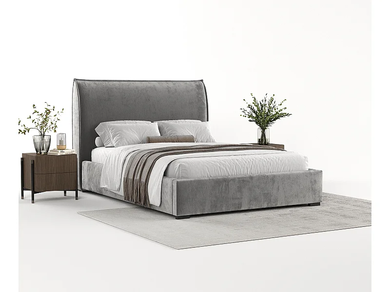 Lit coffre Splash - 160 x 200 cm - chenille - gris