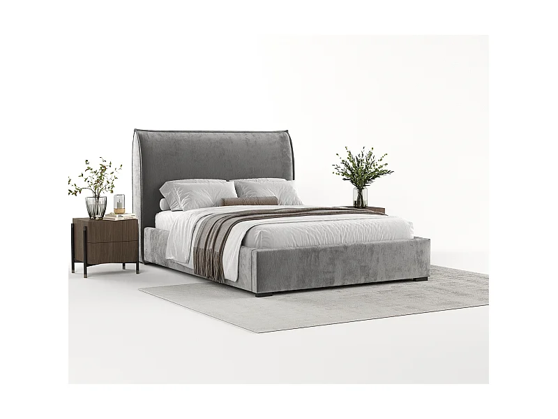 Polsterbett Splash - 140 x 200 cm - Chenille-Stoff - grau