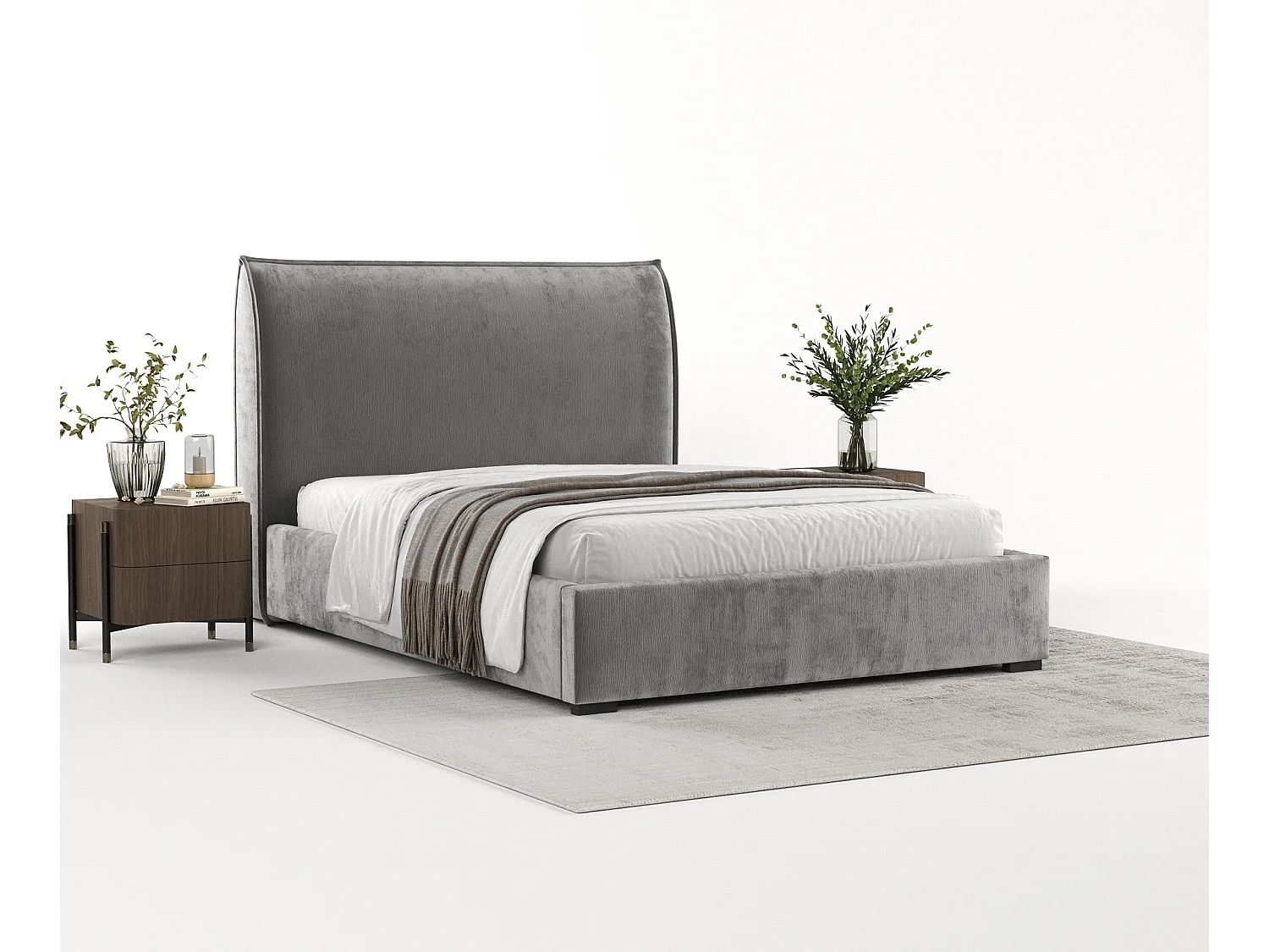 Lit coffre Splash - 140 x 200 cm - chenille - gris