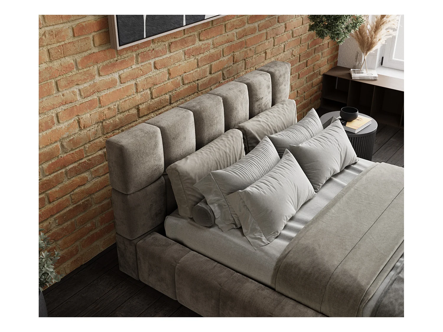 Polsterbett Kendal Dos - 200 x 200 cm - Chenille-Stoff - beige