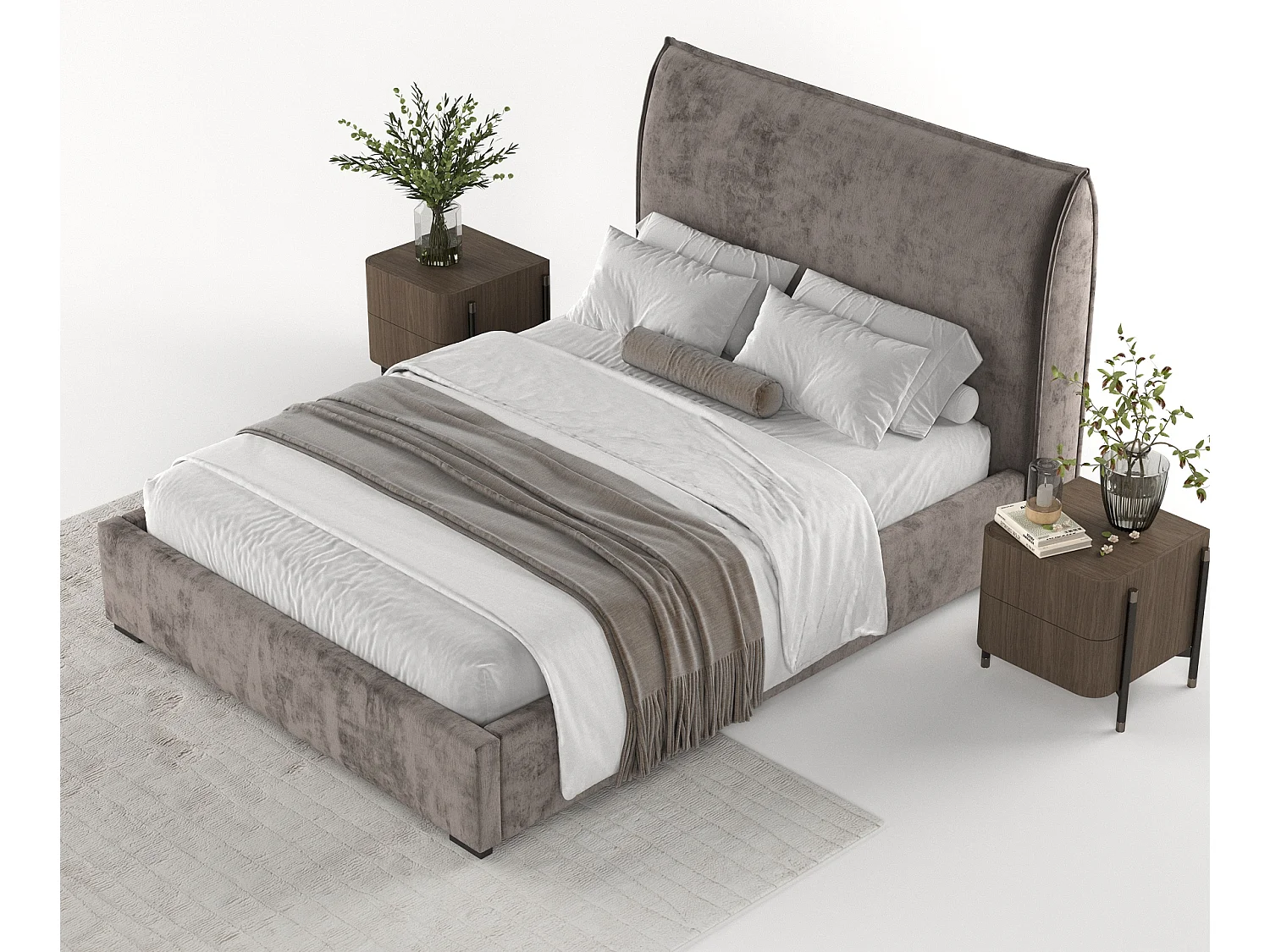 Polsterbett Splash - 140 x 200 cm - Chenille-Stoff - braun