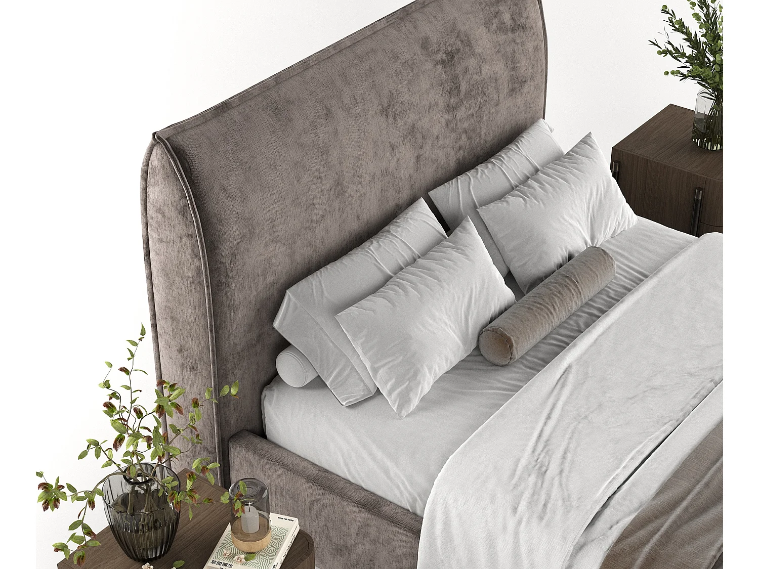 Polsterbett Splash - 140 x 200 cm - Chenille-Stoff - braun