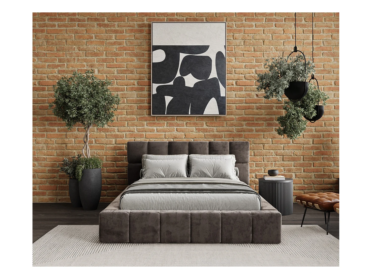 Polsterbett Kendal Dos - 160 x 200 cm - Chenille-Stoff - braun