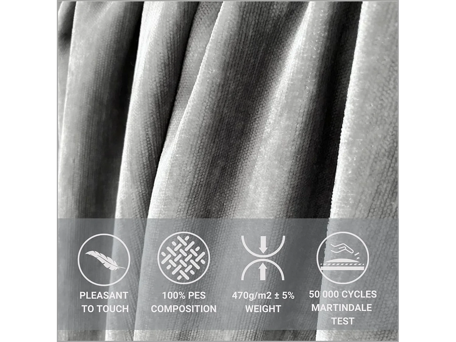 Lit coffre Kendal Dos - 160 x 200 cm - chenille - gris clair