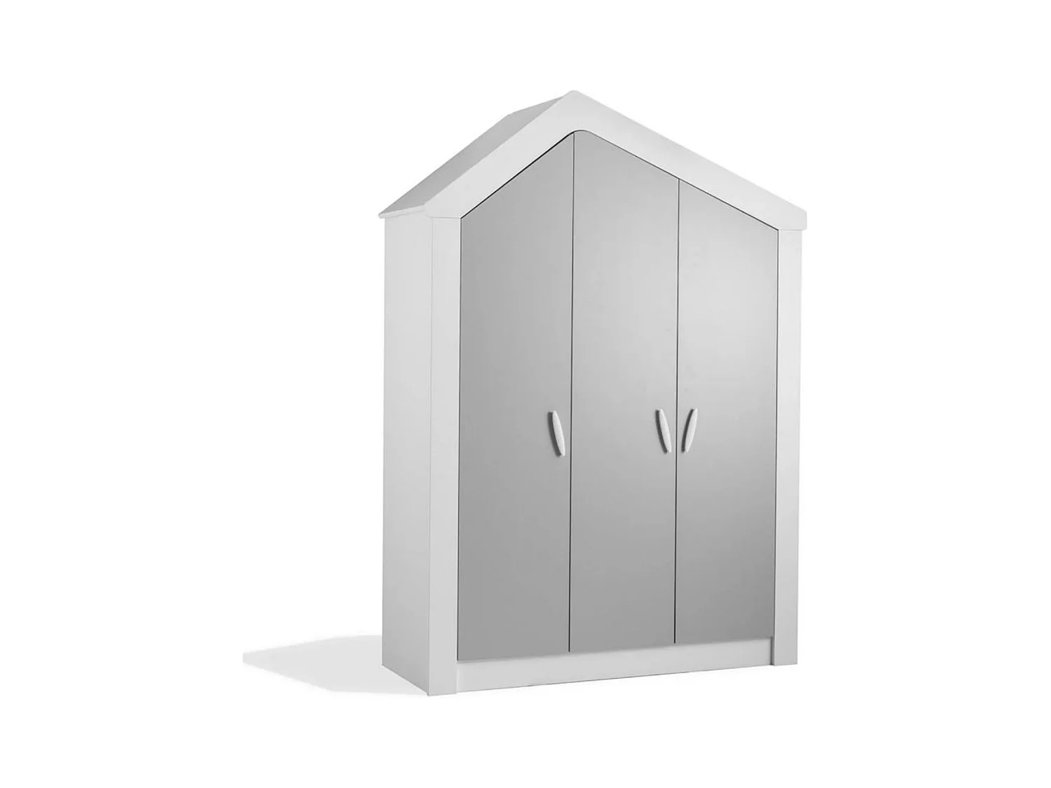 Armoire 3 portes aggloméré blanc et gris 207x150x58cm