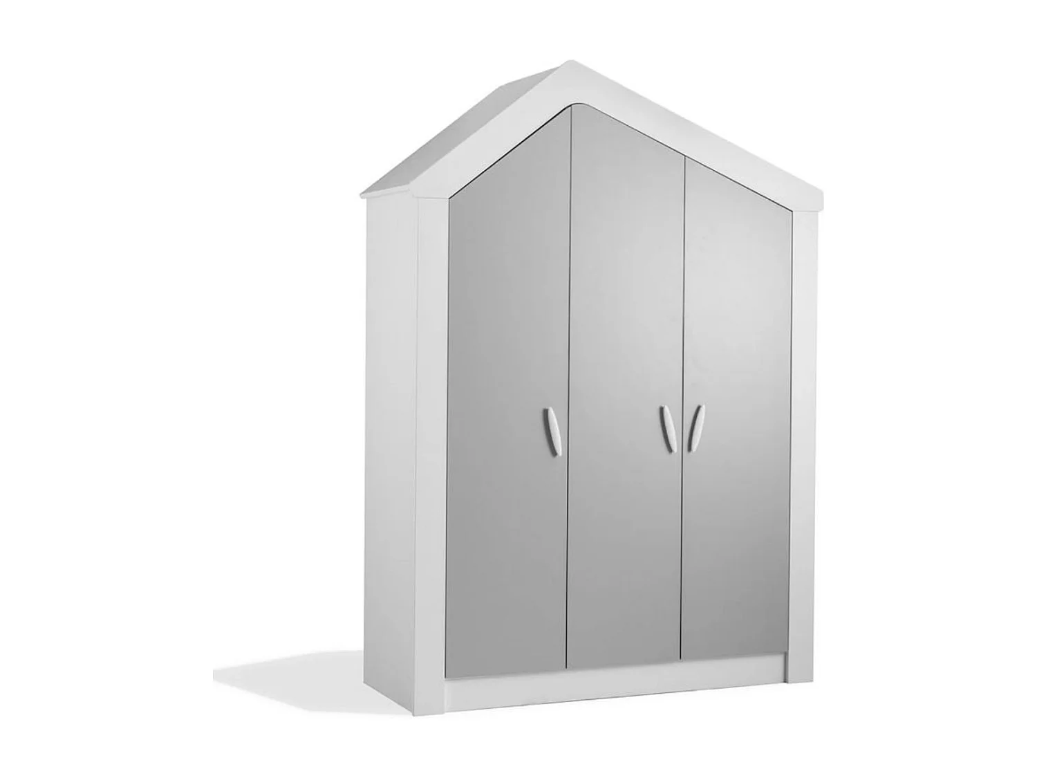 Armoire 3 portes aggloméré blanc et gris 207x150x58cm