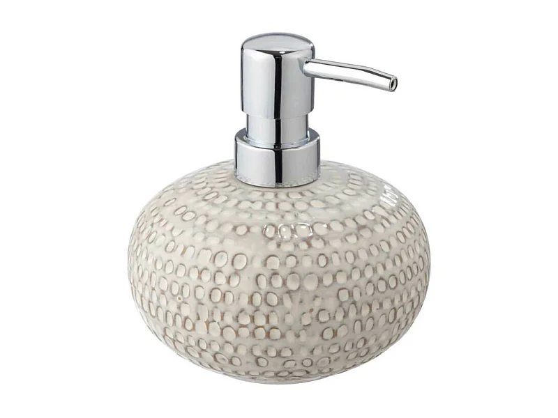 Distributeur de savon en céramique "Pergole" - Beige - D 11,5 x H 13 cm