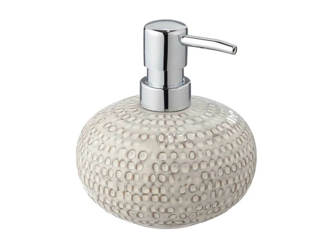 Distributeur de savon en céramique "Pergole" - Beige - D 11,5 x H 13 cm