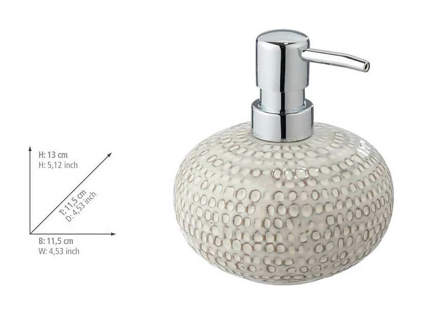 Distributeur de savon en céramique "Pergole" - Beige - D 11,5 x H 13 cm