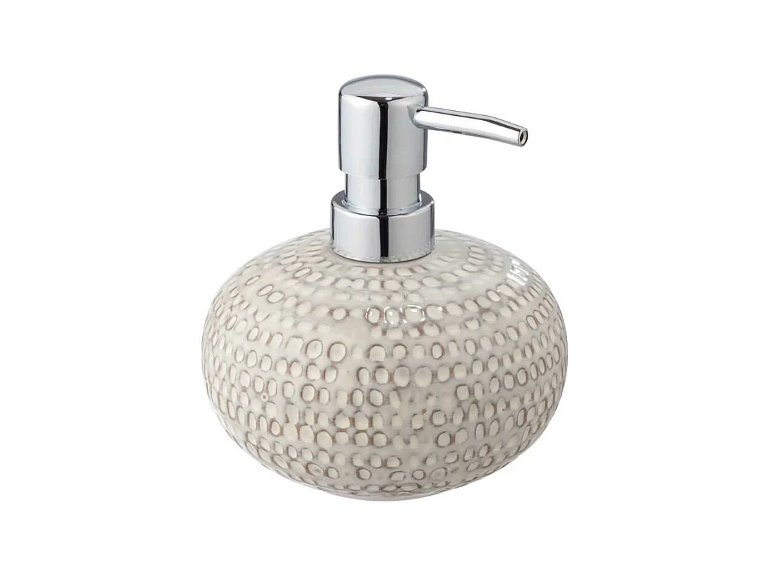 Distributeur de savon en céramique "Pergole" - Beige - D 11,5 x H 13 cm