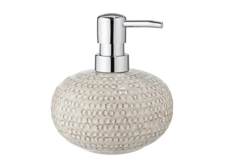 Distributeur de savon en céramique "Pergole" - Beige - D 11,5 x H 13 cm