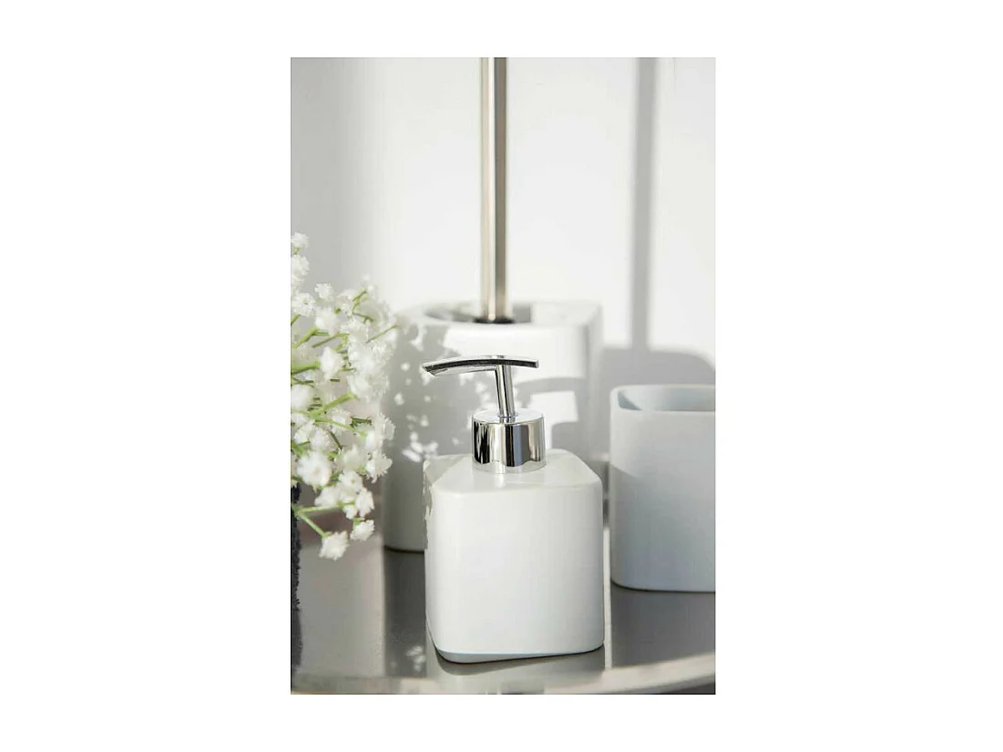 Distributeur de savon en céramique Hexa - Blanc - 290 ml