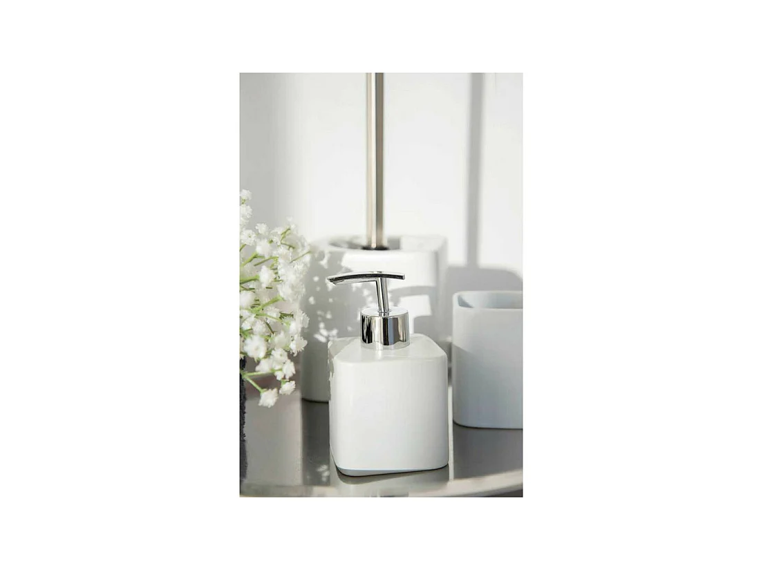 Distributeur de savon en céramique Hexa - Blanc - 290 ml