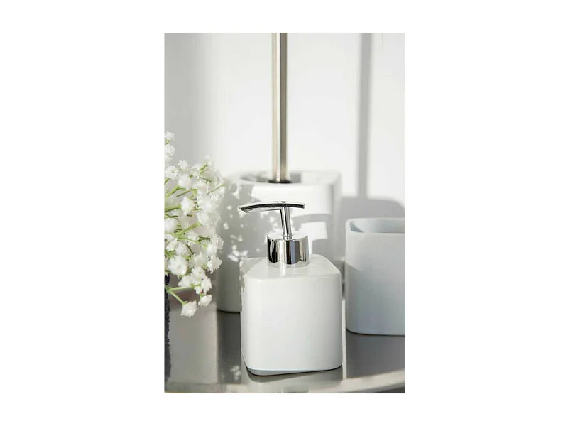 Distributeur de savon en céramique Hexa - Blanc - 290 ml