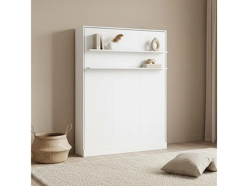 Cama abatible vertical con colchón blanco 135x200cm