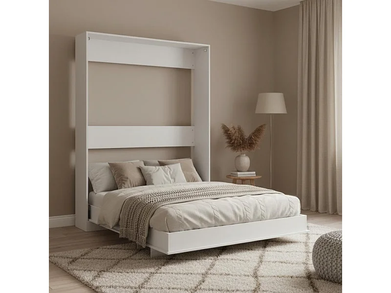 Verticaal opklapbed met matras wit 135x200cm
