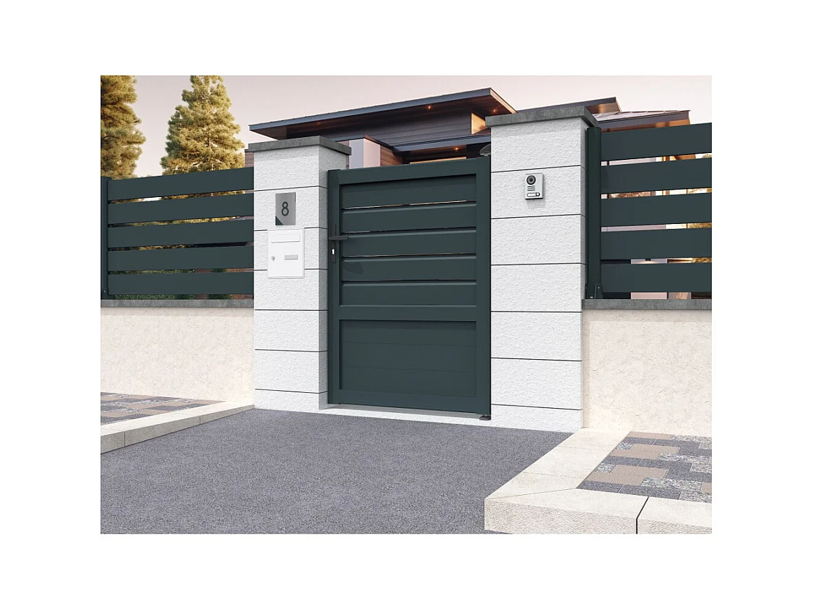 Portillon panneau mixte SPASIE 1000x1469mm (Gris anthracite)
