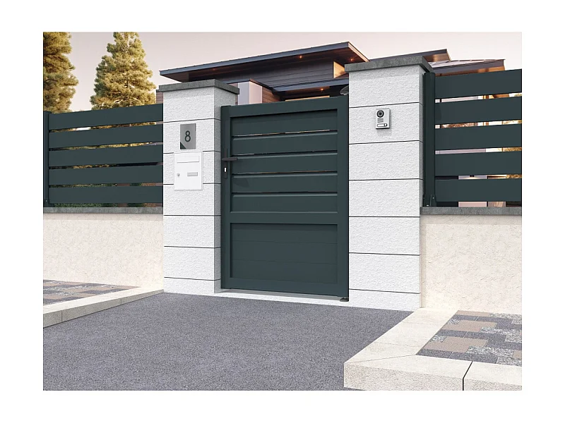 Portillon panneau mixte SPASIE 1000x1937mm (Gris anthracite)