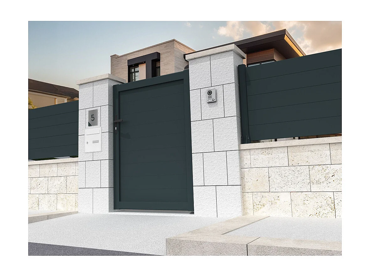 Portillon panneau plein SPASIE 1000x1715mm (Gris anthracite)