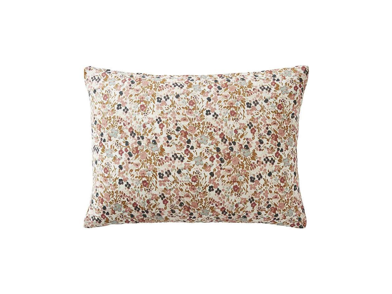 Parure de lit 240 x 220 cm gaze de coton écru et fleuri - ISABELA 2