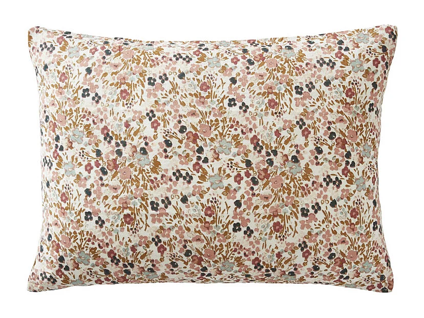 Parure de lit 240 x 220 cm gaze de coton écru et fleuri - ISABELA 2