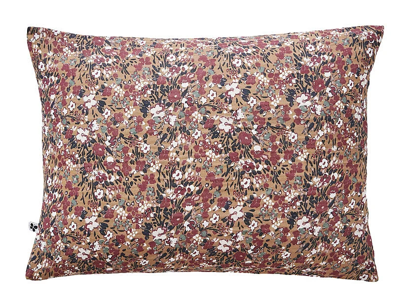 Parure de lit 240 x 220 cm gaze de coton camel et fleuri - ISABELA 1