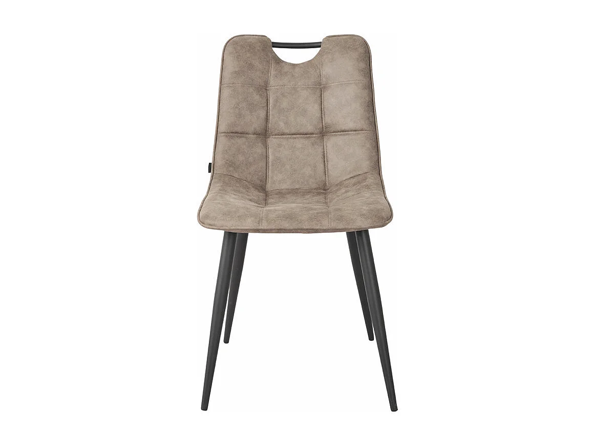 Lot 2 chaises tissu taupe vintage avec poignée et pieds noirs - MUSE 2