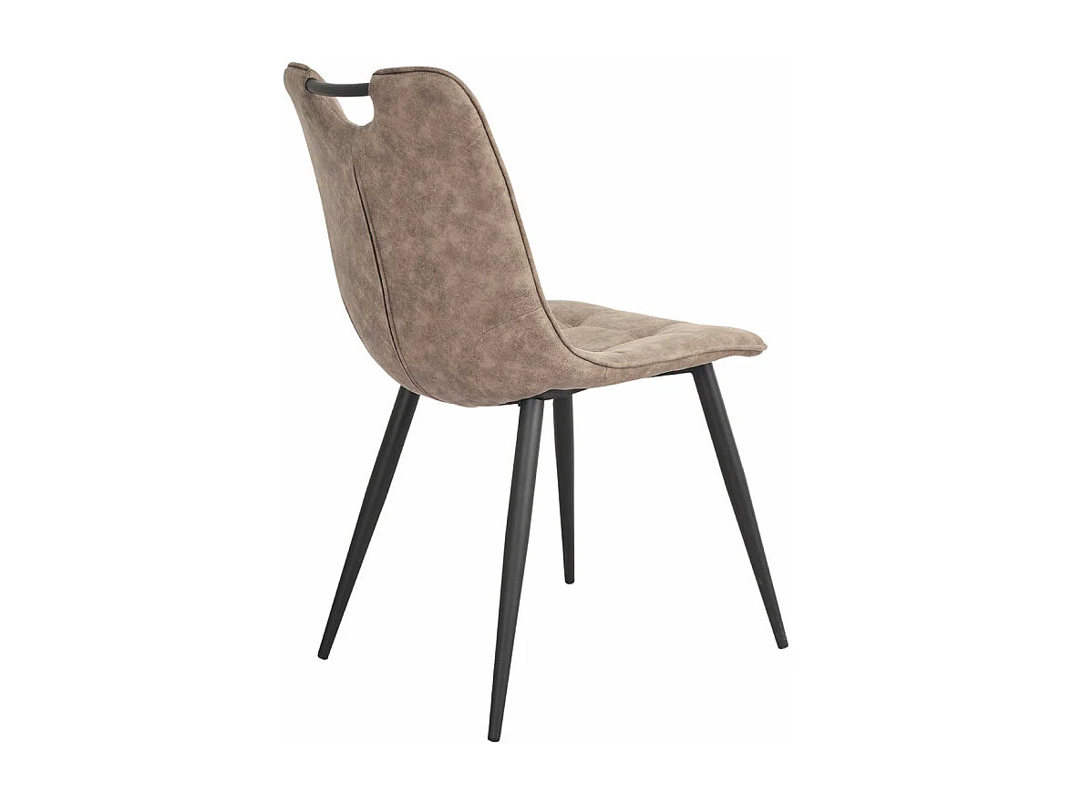 Lot 2 chaises tissu taupe vintage avec poignée et pieds noirs - MUSE 2