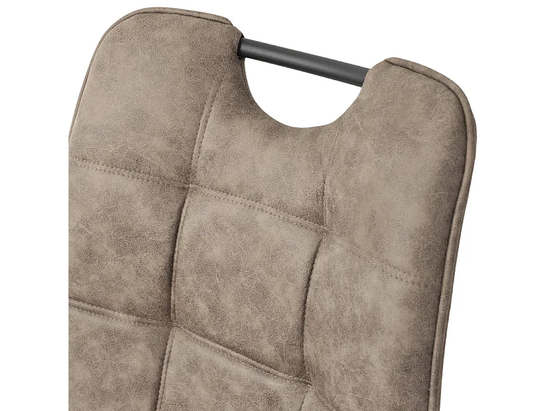 Lot 2 chaises tissu taupe vintage avec poignée et pieds noirs - MUSE 2