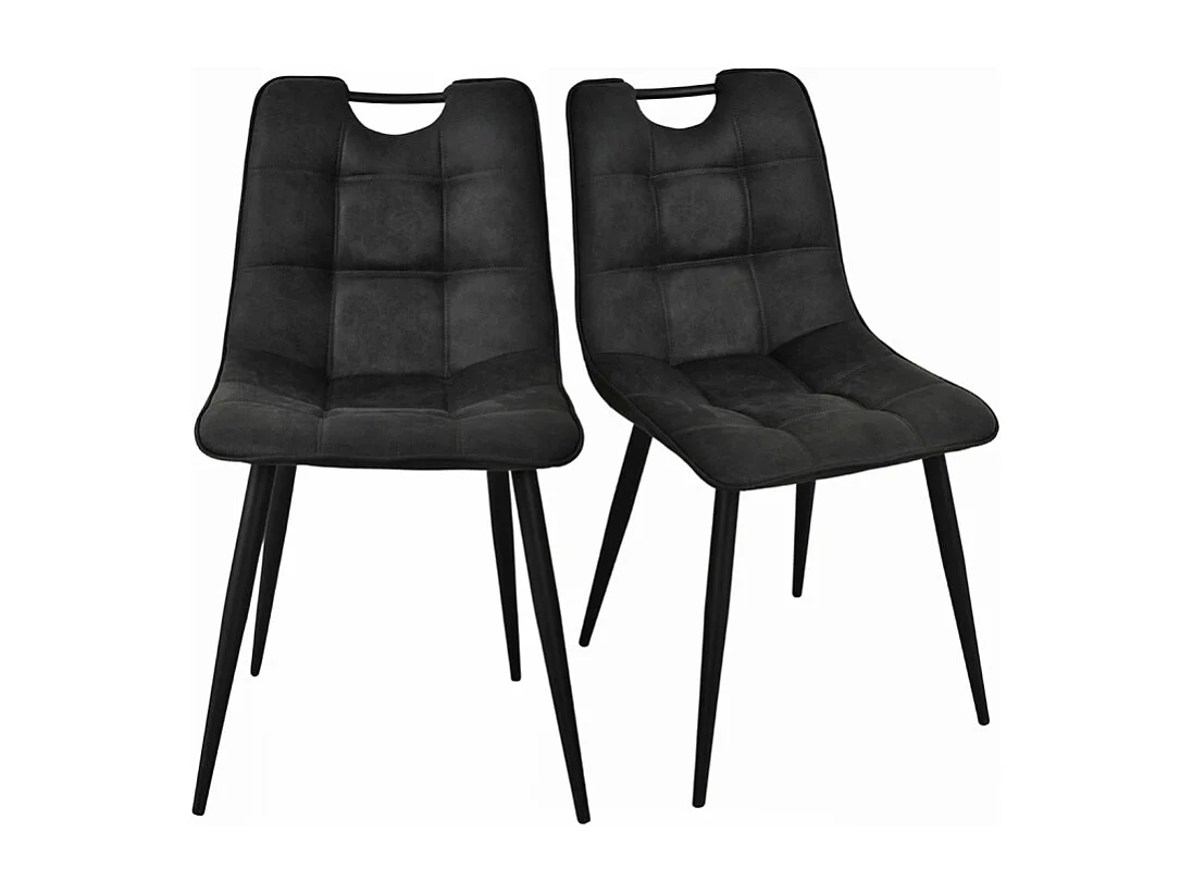 Lot 2 chaises tissu noir vintage avec poignée et pieds noirs - MUSE 2