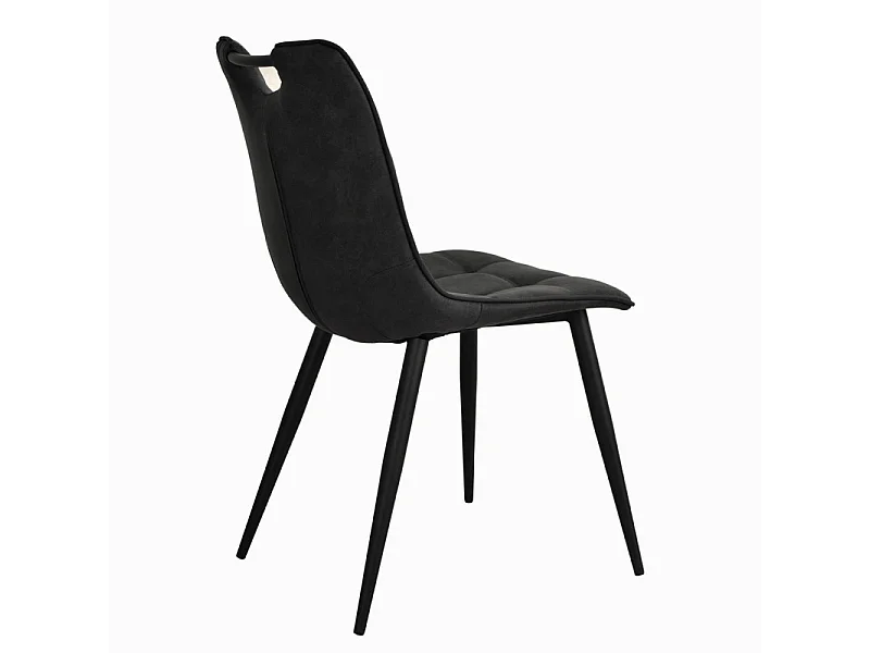 Lot 2 chaises tissu noir vintage avec poignée et pieds noirs - MUSE 2
