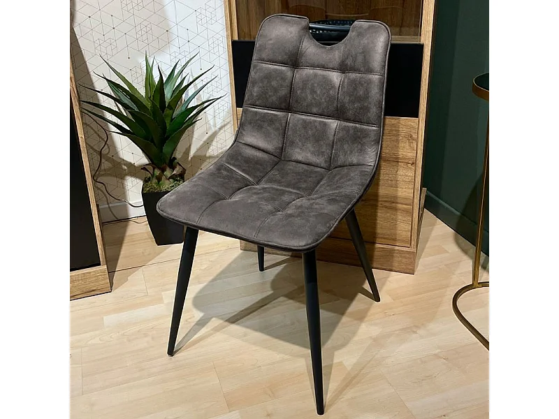 Lot 2 chaises en tissu gris anthracite poignée et pieds noirs - MUSE 2