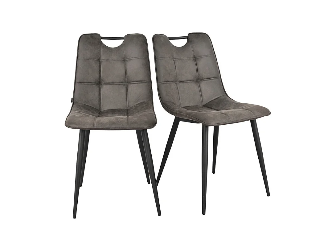 Lot 2 chaises en tissu gris anthracite poignée et pieds noirs - MUSE 2