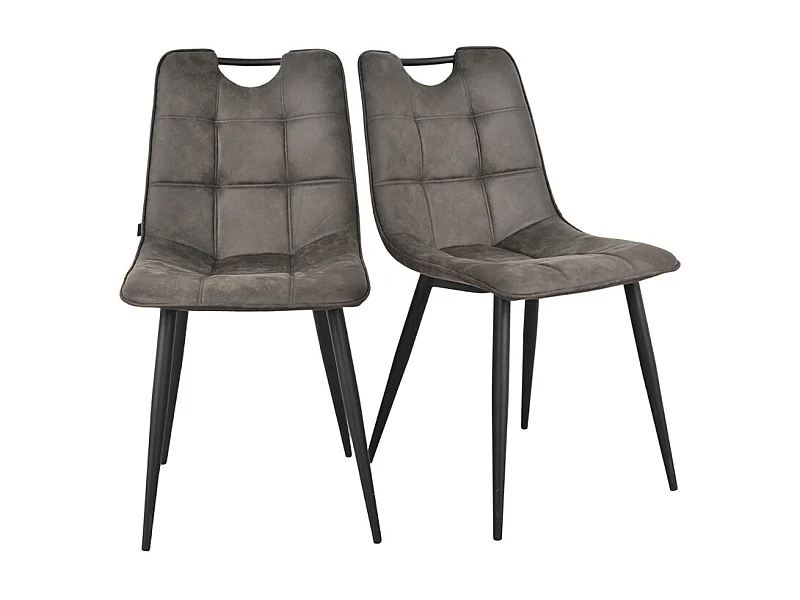 Lot 2 chaises en tissu gris anthracite poignée et pieds noirs - MUSE 2