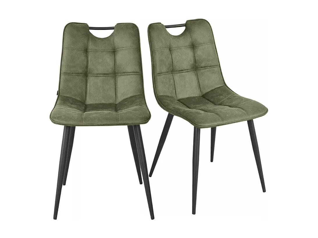 Lot 2 chaises tissu vert vintage avec poignée et pieds noirs - MUSE 2